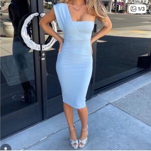 PrettyLittleThing Light Blue One-Shoulder Dress - sz 10